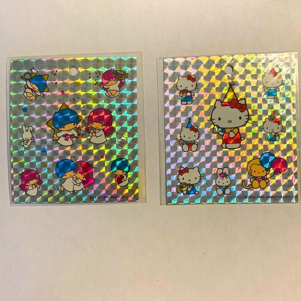Vintage Sanrio Hello Kitty Little Twin Stars Holographic Sticker Sheets